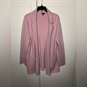 Talbots Blush Pink Merino Wool Blend Open Front Sweater Blazer 2X